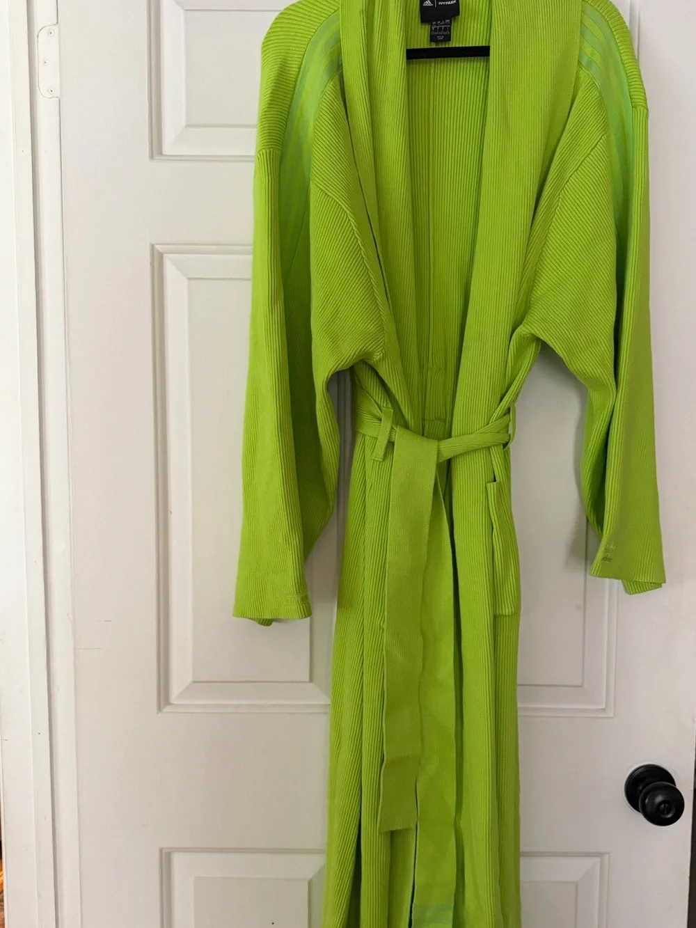 adidas Neon Lime Ribbed Knit Cardigan with Trefoil Detail